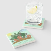 Loodhuizen aan de rand van het bos. stenen onderzetter (Zijkant)