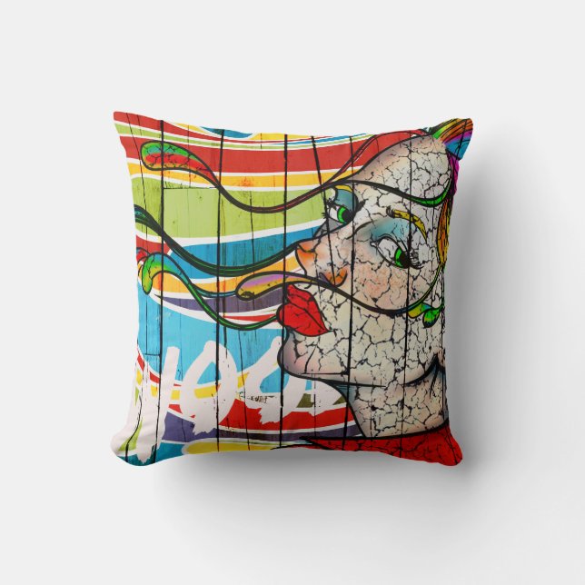 loodkleurig hout kussen (Voorkant)