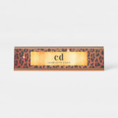 Loodpatroon bruin zwart goud metallisch monogram bureau naambordje (Voorkant)