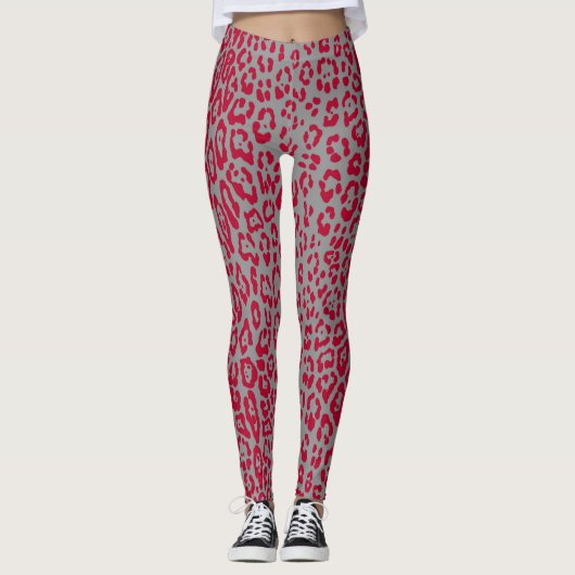 Loodpatroon in rood en grijs leggings (Voorkant)
