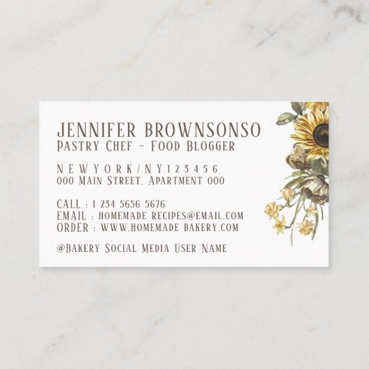 Loodrolzonnesbrood op landstijl visitekaartje (Achterkant)