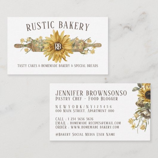 Loodrolzonnesbrood op landstijl visitekaartje (Voorkant / Achterkant)