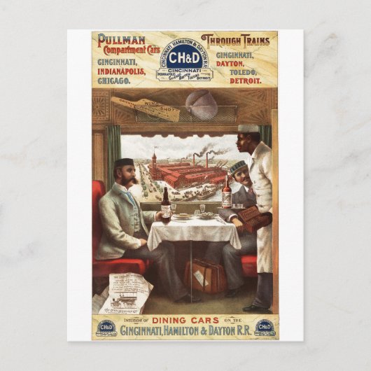 Loodse dinerauto op trein 1894 briefkaart (Voorkant)