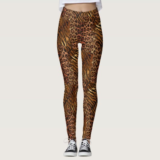 Loodtijgerdriekleppige gestreepte kat leggings (Voorkant)