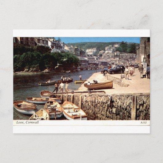 Looe Cornwall Oude Havenboten Gezicht Briefkaart (Voorkant)