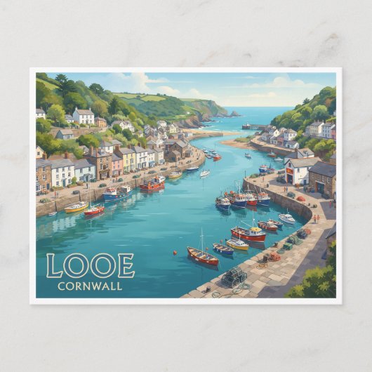 Looe Haven Engeland Briefkaart (Voorkant)