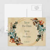 Loof Botanische Herfst Save the Dates Aankondigingskaart (Voorkant / Achterkant)