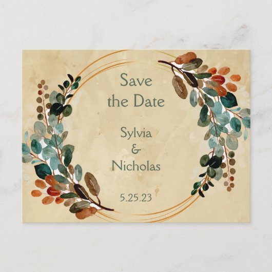 Loof Botanische Herfst Save the Dates Aankondigingskaart (Voorkant)