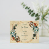 Loof Botanische Herfst Save the Dates Aankondigingskaart (Staand voorkant)