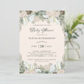 Loof en Bloemen | Roze Baby Shower Kaart (Staand voorkant)