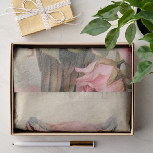  loof en roze rozen ontkoppeling tissuepapier (Geschenk)