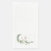 Loof & Gouden Monogram Witte Elegante Trouw Servet (Voorkant)