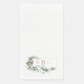Loof & Gouden Monogram Witte Winter Elegant Servet (Voorkant)