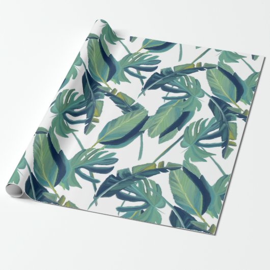 Loof Tropische Monstera Bladeren Cadeaupapier (Uitgerold)