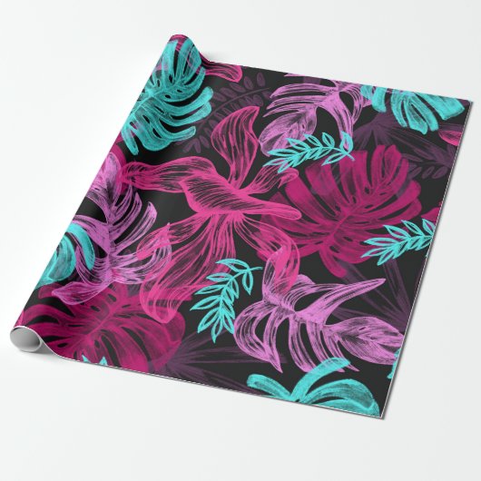 Loof Tropische Monstera Bladeren Cadeaupapier (Uitgerold)