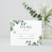 loof verlaat Eucalyptus Wedding RSVP-kaart (Staand voorkant)