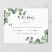 loof verlaat Eucalyptus Wedding RSVP-kaart (Voorkant)