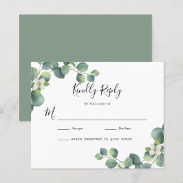 loof verlaat Eucalyptus Wedding RSVP-kaart