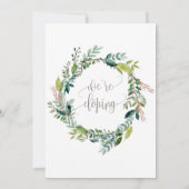 Loof We're Op de Vlucht Bruiloftsontvangst Kaart (Achterkant)