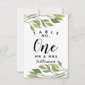 loofgroen blad Tafelnummer feest/huwelijk (Voorkant)