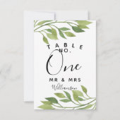 loofgroen blad Tafelnummer feest/huwelijk (Achterkant)