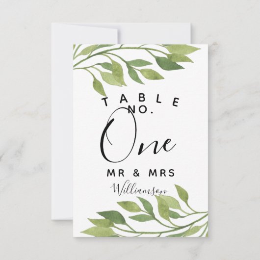 loofgroen blad Tafelnummer feest/huwelijk (Achterkant)