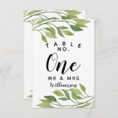 loofgroen blad Tafelnummer feest/huwelijk (Voorkant / Achterkant)