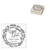 Loofkrans Borstel Schrift Save The Date Rubberstempel (Gestempeld)