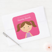 Look-Alike Meisje Brunette Ponytails Boekplaten Vierkante Sticker (Envelop)