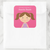 Look-Alike Meisje Brunette Ponytails Boekplaten Vierkante Sticker (Tas)
