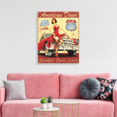  Look Amerikaans Diner Route 66 Babe Canvas Afdruk (Insitu (Woonkamer))