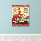  Look Amerikaans Diner Route 66 Babe Canvas Afdruk (Insitu (Houten vloer))