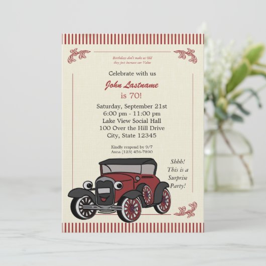look Antiek auto verjaardag uitnodigen Kaart (Staand voorkant)