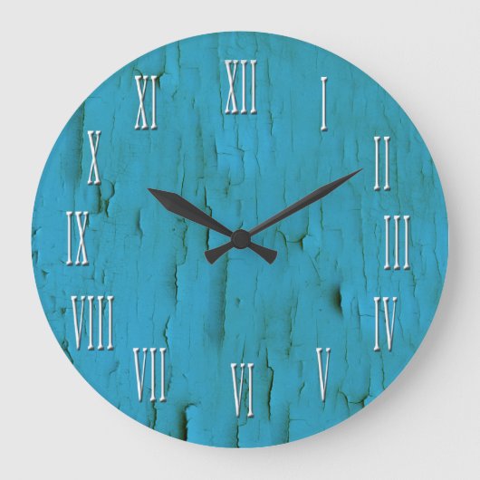  look Aqua Blue Distressed Clock Grote Klok (Voorkant)