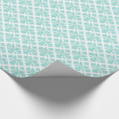 look Aqua Floral Damask, witte achtergrond Cadeaupapier (Hoek)