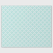 look Aqua Floral Damask, witte achtergrond Cadeaupapier (Vlak)