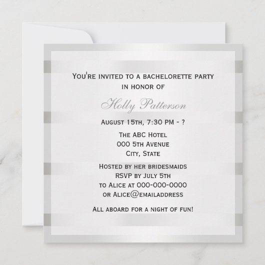 look Art Deco Plume Blk Wh SQ Bachelorette Kaart (Achterkant)