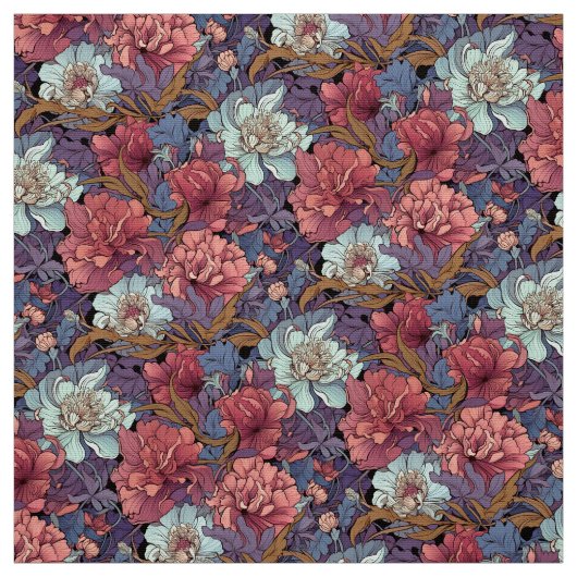 -look Art Nouveau bloemmotief Stof (Swatch)
