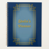 Look Blauw en Goud Art Deco Lijst Planner (Voorkant)