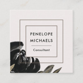 look Bloemen op Bleke grijze achtergrond Vierkante Visitekaartje