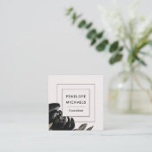 look Bloemen op Bleke grijze achtergrond Vierkante Visitekaartje (Staand voorkant)