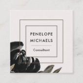  look Bloemen op Bleke grijze achtergrond Vierkante Visitekaartje (Voorkant)