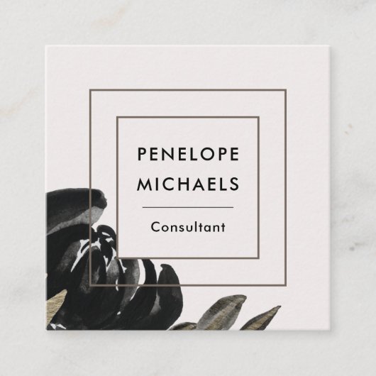 look Bloemen op Bleke grijze achtergrond Vierkante Visitekaartje (Voorkant)