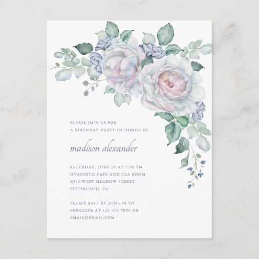 look Bloemen Verjaardagsfeest Uitnodiging Briefkaart (Voorkant)