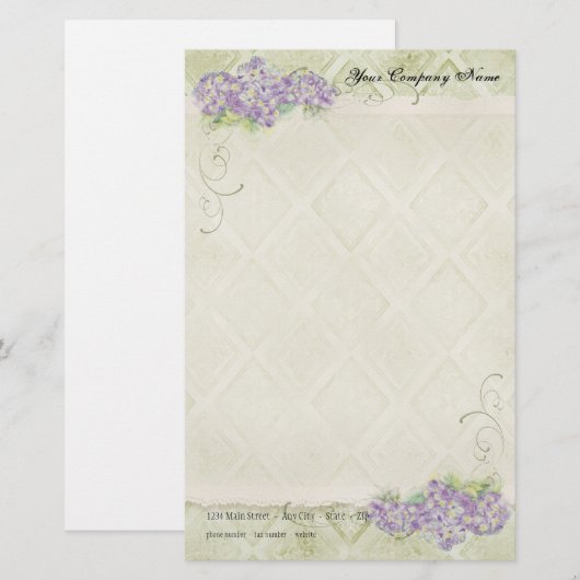  look bloemenblauwe hortensia bloemen wervelen briefpapier (Voorkant / Achterkant)