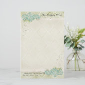  look bloemenblauwe hortensia bloemen wervelen briefpapier (Staand voorkant)