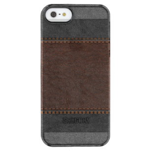  look bruin en zwart leder doorzichtig iPhone SE/5/5s hoesje
