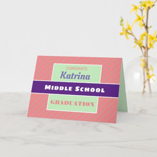 Look! Custom Middle school graduation card. Kaart (Gele Bloem)