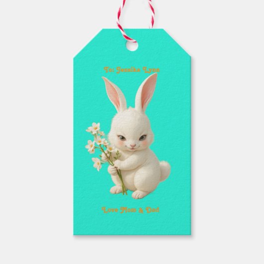  look Custom Personaliseer Paashaas Schattige Cadeaulabel (Voorkant)