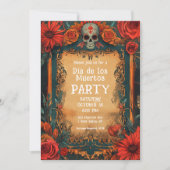 💀🎉 look Día de Muertos Party Invitation Kaart (Voorkant)